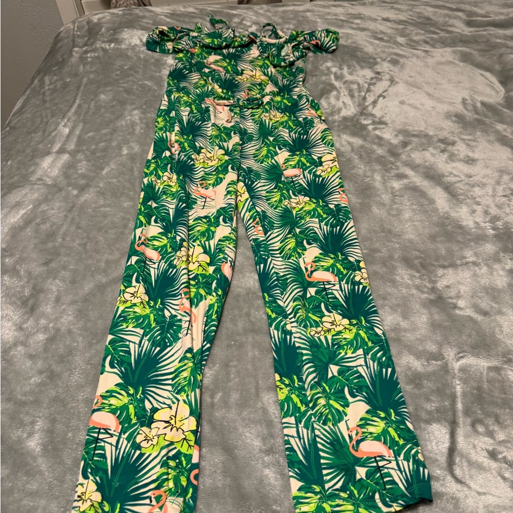 Emerald Green Floral Bodysuit with Tropical Vibes